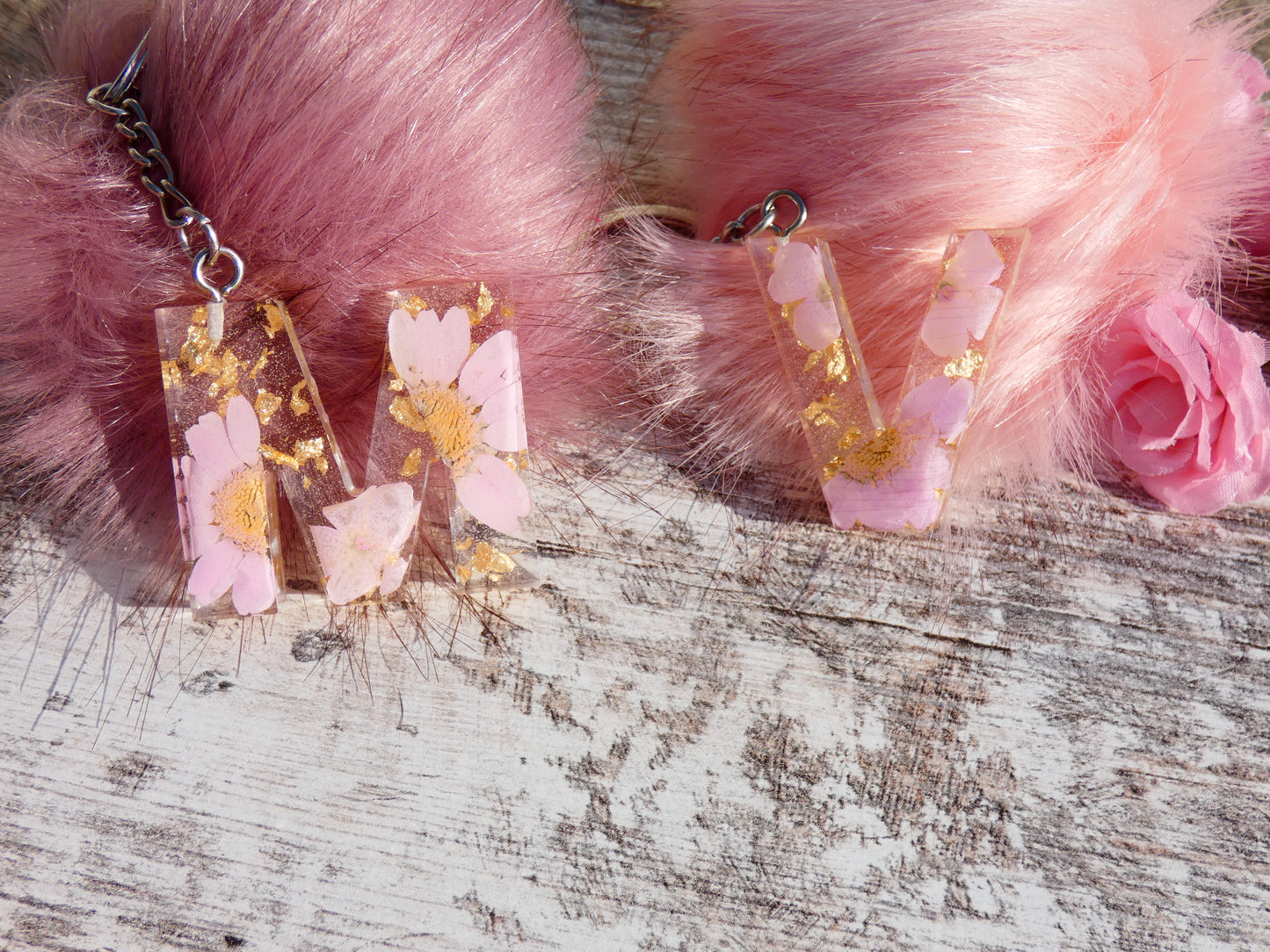 Letter Keychain with Flowers