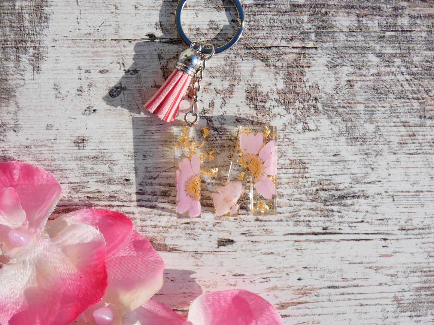 Letter Keychain with Flowers