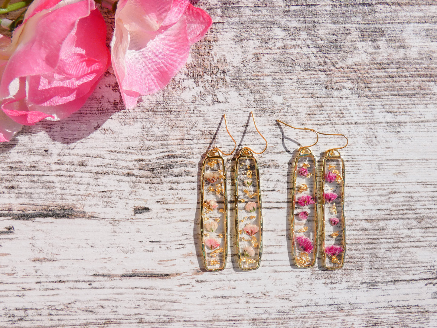 Rectangle flower earrings
