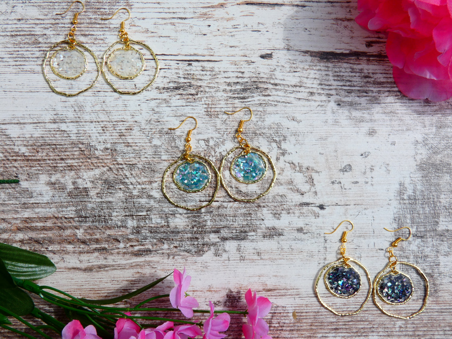 Double Hoop Earrings with Stones
