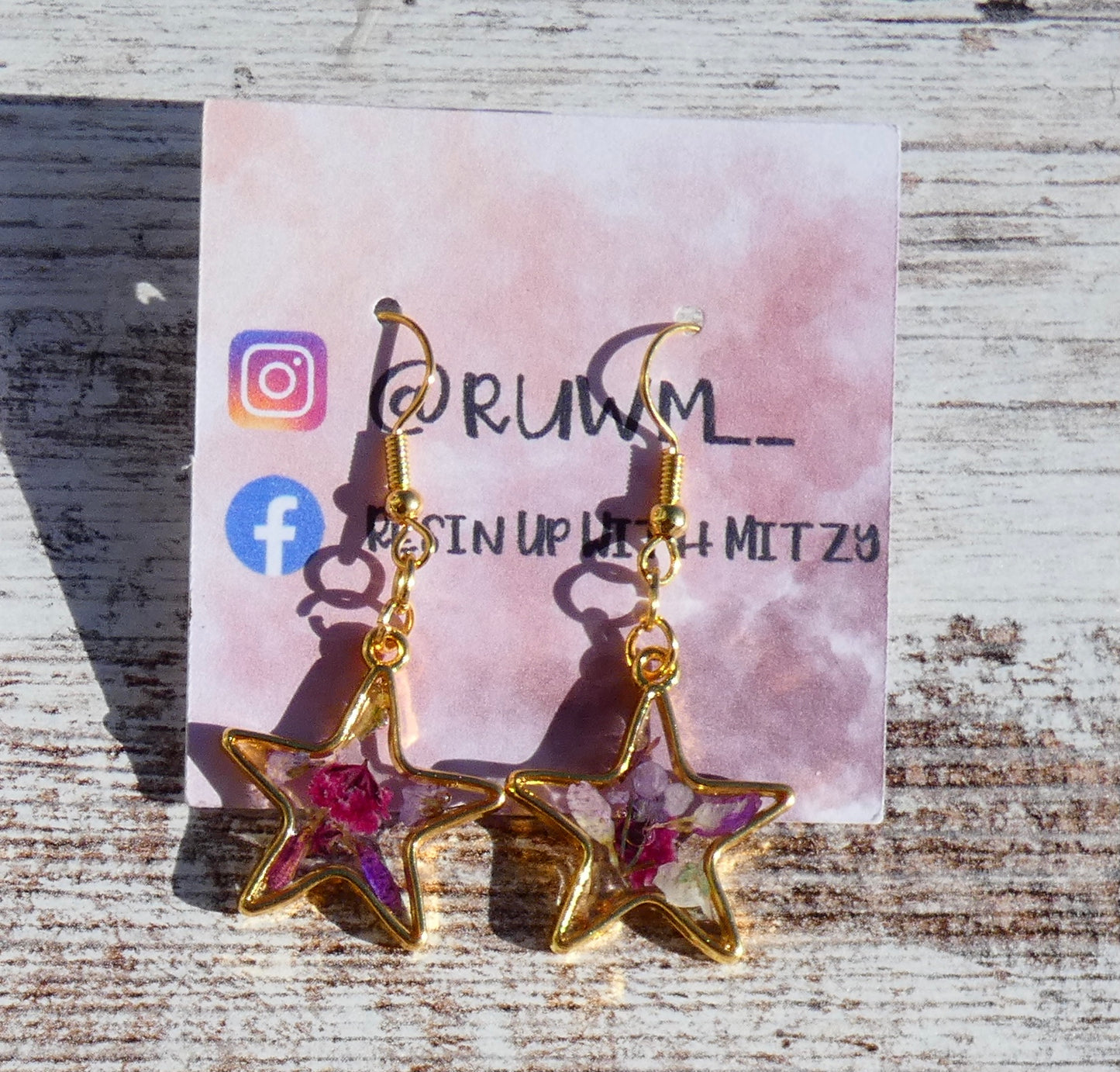 Star Earrings with Flowers