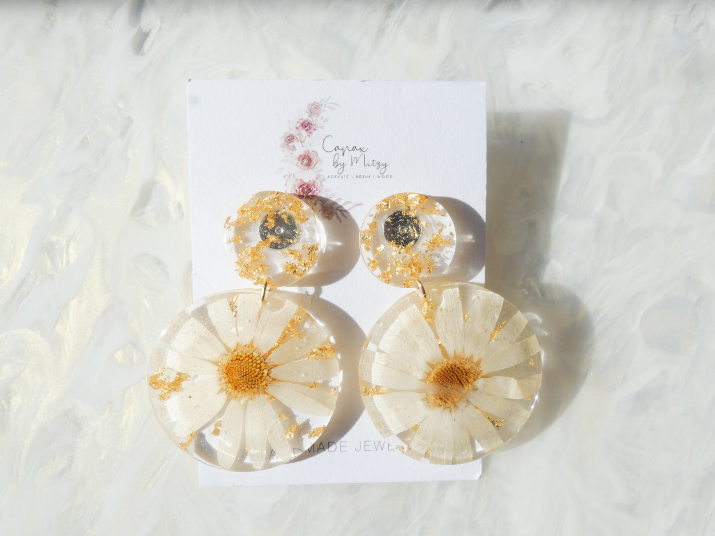 Big Circle Earrings w/ Real Flowers