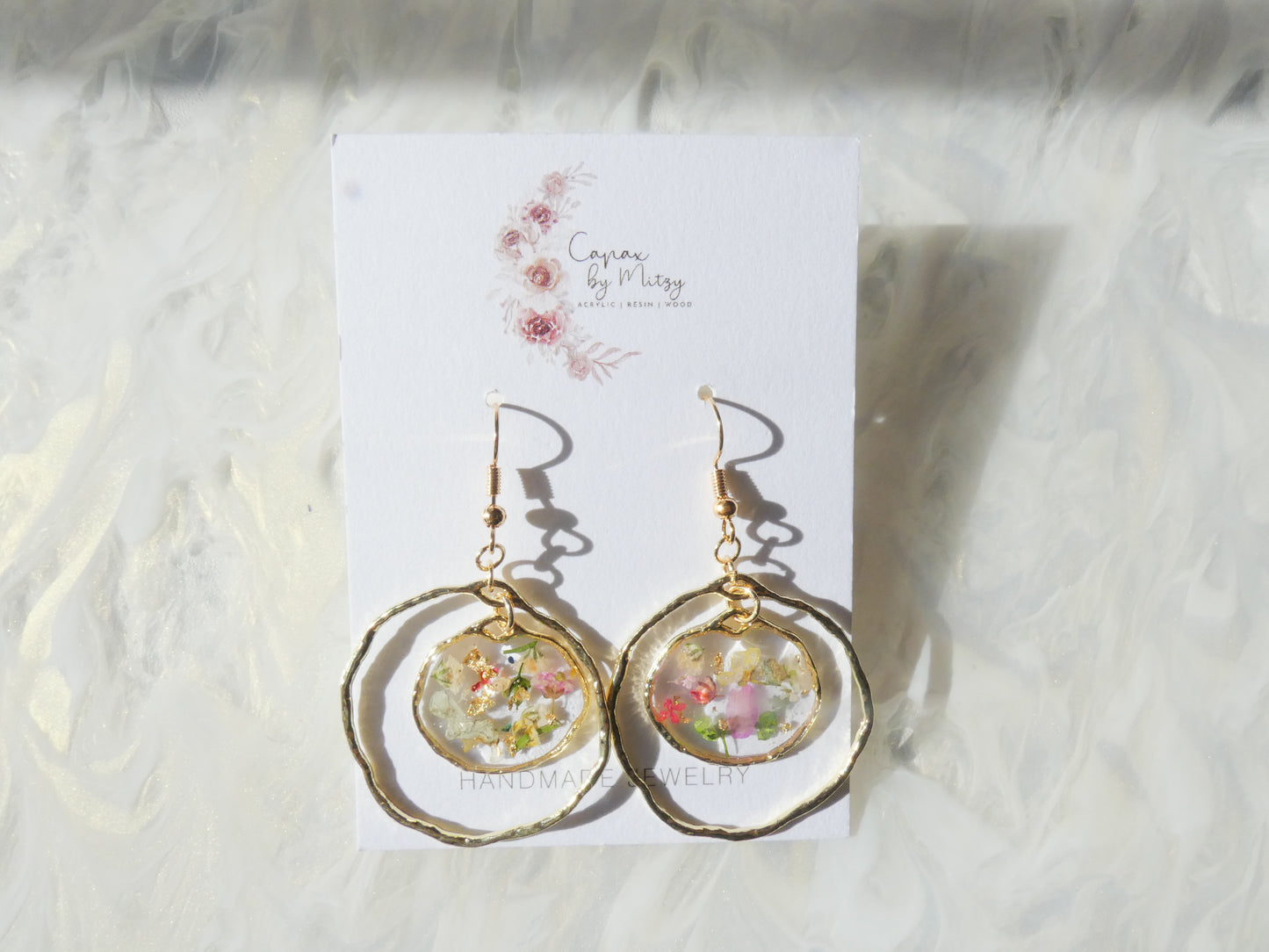 Double Hoop Earrings filled w/ Confetti Flowers
