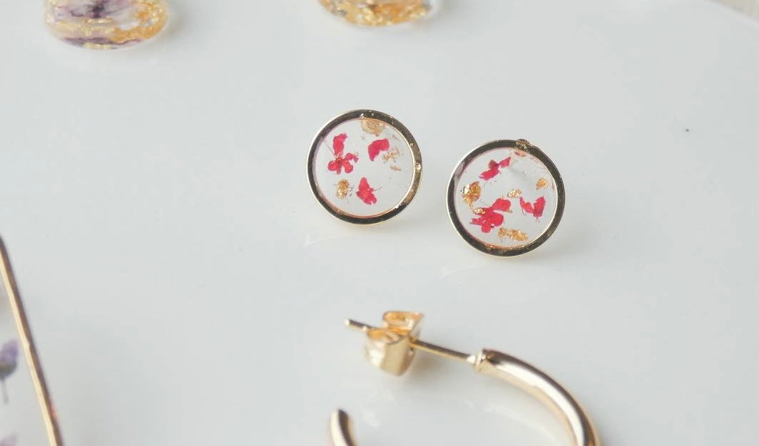 Circle Flower Earrings 14k Gold