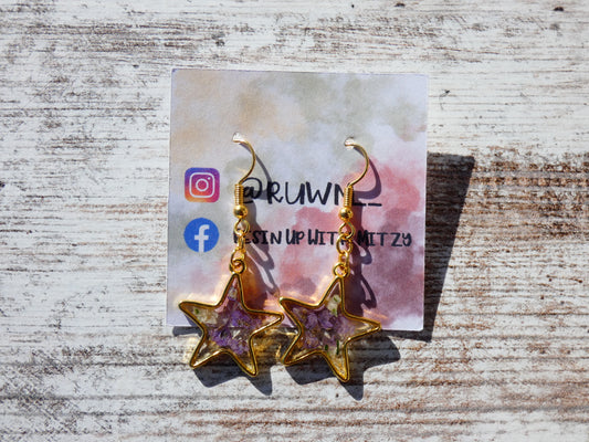 Star Earrings with Flowers