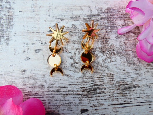 Sun and moon earrings (acrylic)