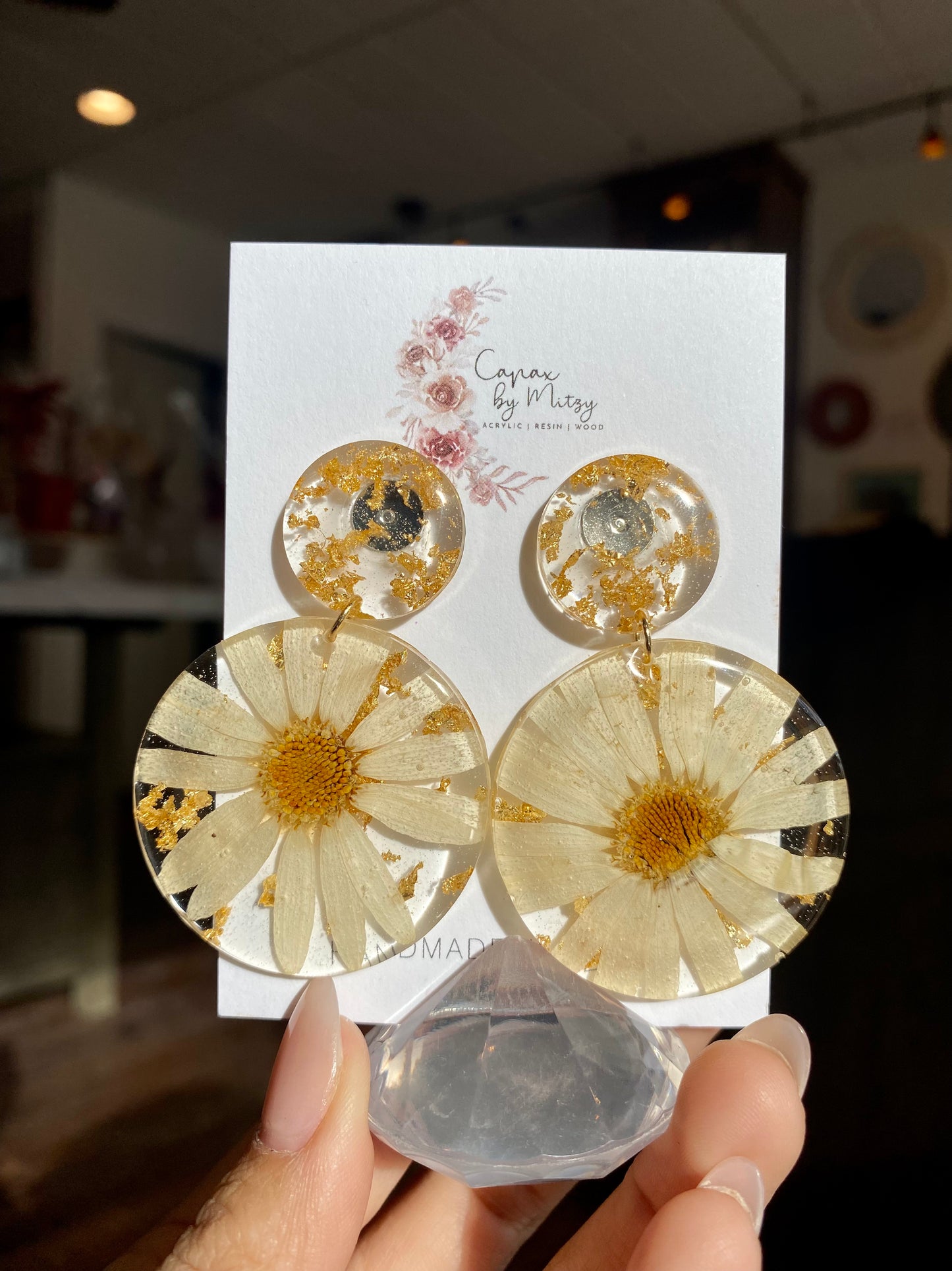 Big Circle Earrings w/ Real Flowers
